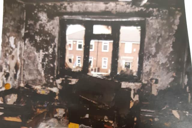 The wrecked bungalow on Darras Road in Gorton where Mark See murdered his mum Sandra by setting her and the property alight