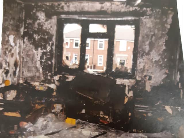 The wrecked bungalow on Darras Road in Gorton where Mark See murdered his mum Sandra by setting her and the property alight