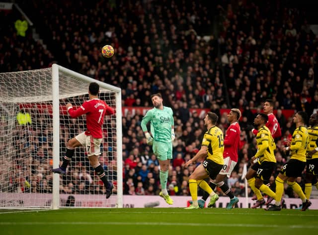 Cristiano Ronaldo misses a chance against Watford. Credit: Getty.