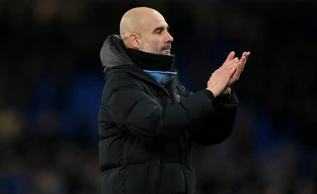 Pep Guardiola felt it was offside in the build-up to handball incident. Credit: Getty 