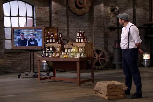 Max with his business colleagues on Dragons Den