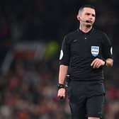 Michael Oliver will be in charge for Sunday’s Manchester derby. Credit: Getty.
