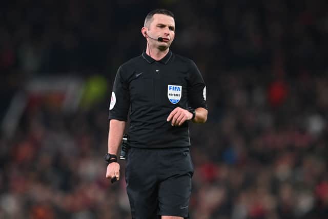 Michael Oliver will be in charge for Sunday’s Manchester derby. Credit: Getty.