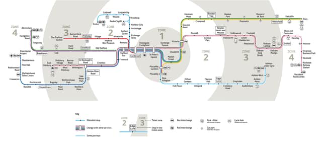 Manchester Metrolink Tram Map Credit: TFGM