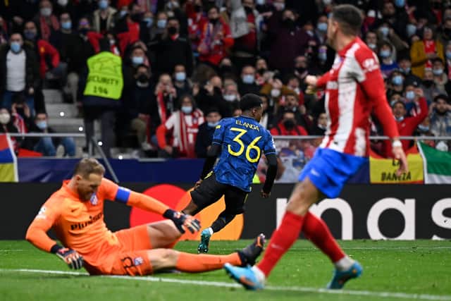 Elanga netted a crucial goal at the Wanda Metropolitano. Credit: Getty.