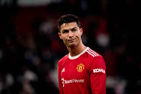 Cristiano Ronaldo of Manchester United looks on during the Premier League match between Manchester United and Watford at Old Trafford on February 26, 2022