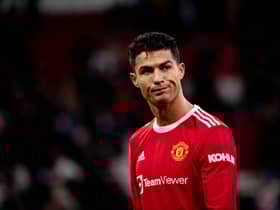 Cristiano Ronaldo of Manchester United looks on during the Premier League match between Manchester United and Watford at Old Trafford on February 26, 2022