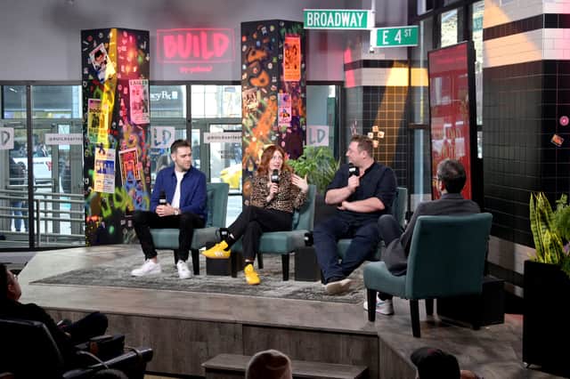 James Cooper, Alice Levine and Jamie Morton  from My  Dad Wrote a Porno Live Credit: Getty