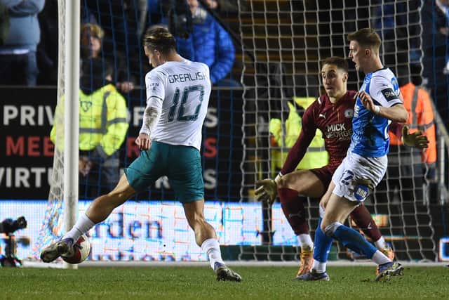 Jack Grealish scored Manchester City’s second in he 2-0 win over Peterborough United. Credit: Getty.