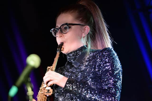 Jess Gillam on stage. Photo: Eamonn M. McCormack/Getty Images