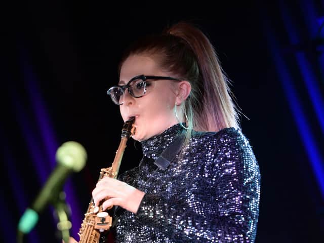 Jess Gillam on stage. Photo: Eamonn M. McCormack/Getty Images