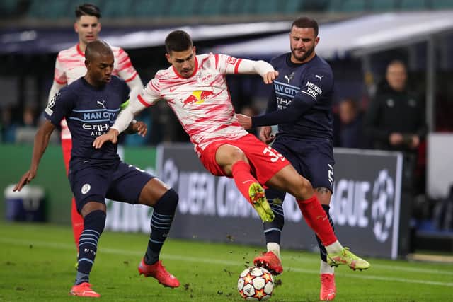 Walker was sent off for this swipe directed at Silva. Credit: Getty.