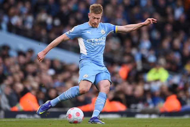 Guardiola said De Bruyne might not play against Sporting. Credit: Getty.