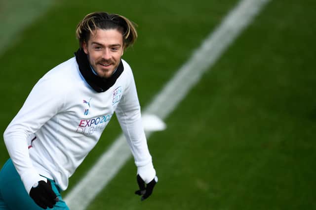 Jack Grealish was in good spirits during the session. Credit: Getty
