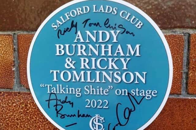 The signed plaque which is now up for auction