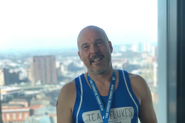 Rich Flukes after completing one of his previous runs up Beetham Tower