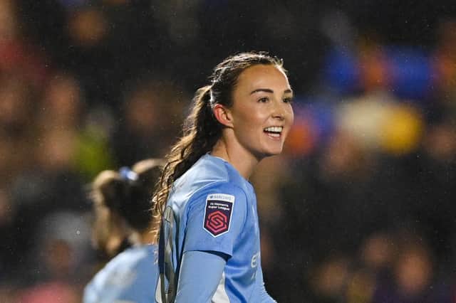 <p> Caroline Weir, pictured previously in action for Manchester City Women Credit: Getty</p>
