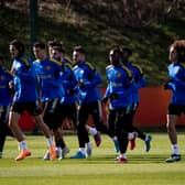 Manchester United players train ahead of Atletico Madrid clash. Credit: Getty.
