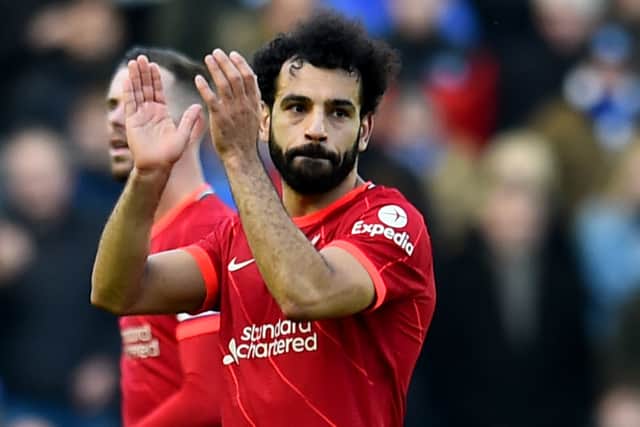 Mo Salah during Liverpool’s win at Brighton. Picture: Andrew Powell/Liverpool FC via Getty Images