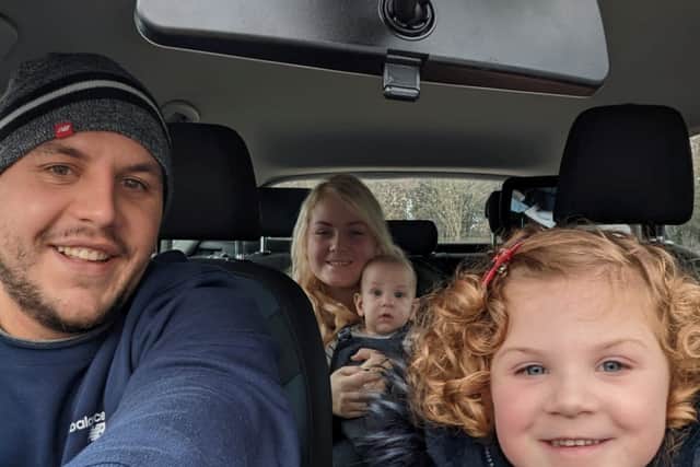 Adam Flitcroft and Jade White with their children Lola and Joel.  Credit: SWNS
