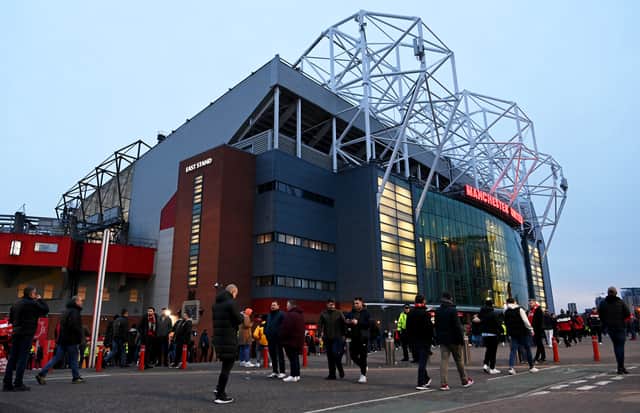 Outside Old Trafford ahead of Manchester United vs Atletico Madrid. Credit: Getty.