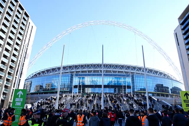 Wembley looks set to host the semi-finals despite the travel chaos. Credit: Getty.