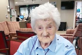 Frances Waldek celebrating her 100th birthday at the Belong retirement village in Didsbury