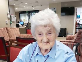 Frances Waldek celebrating her 100th birthday at the Belong retirement village in Didsbury