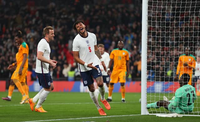 Tyrone Mings’s late header ensured England won 3-0 at Wembley. Credit: Getty.