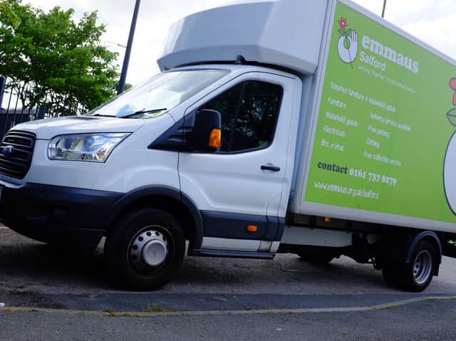 <p>The Ford Transit van which has been stolen from homelessness charity Emmaus Salford</p>