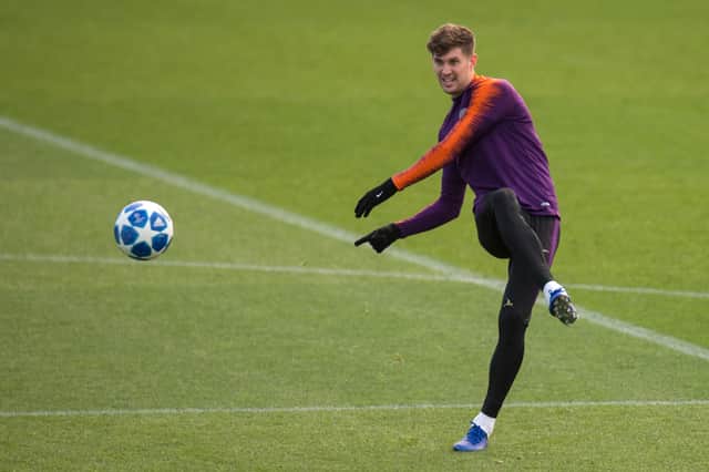 Stones took part in City training after withdrawing from the England squad as a precaution. Credit: Getty. 