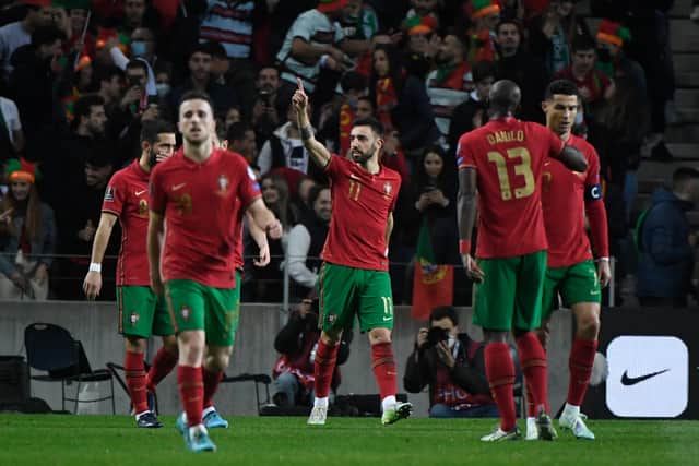 Fernandes’s two goals for Portugal against North Macedonia on Tuesday, fired his country to the World Cup. Credit: Getty.