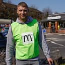 Freddie Flintoff outside the McDonald’s in Salford which organised the litter pick