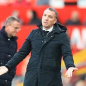 Brendan Rodgers was frustrated with two decisions in the 1-1 draw with Manchester United. Credit: Getty.