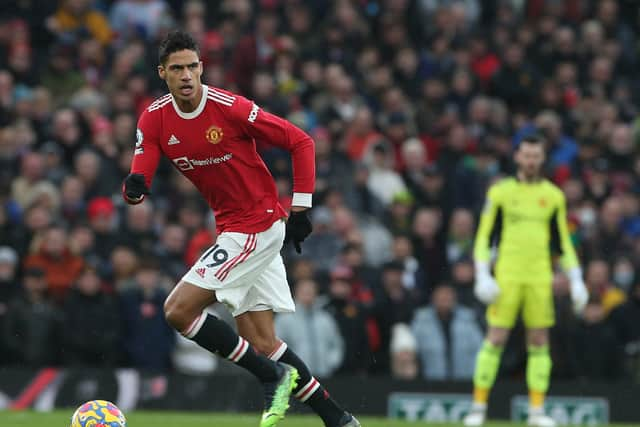 Raphael Varane won a free-kick at the edge of the box, which cancelled out Leicester’s late goal. Credit: Getty.