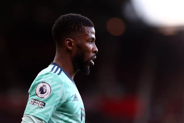 Iheanacho was judged to have fouled Varane. Credit: Getty.