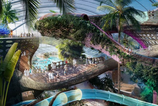 The plans for the high-tech waterpark include growing thousands of plants on the slides