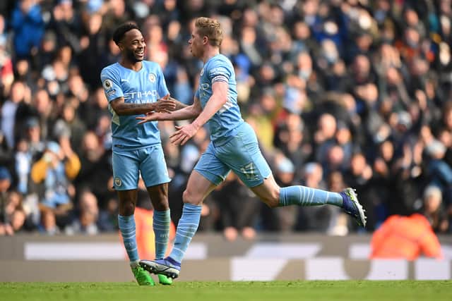 Diego Simeone is concerned by the threat offered by Kevin De Bruyen and Raheem Sterling. Credit: Getty.