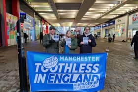 Toothless in Manchester campaigning in the city centre
