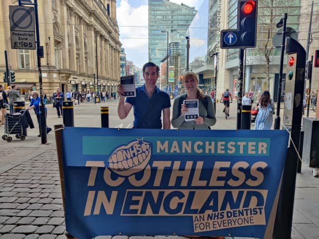 Toothless in Manchester campaigners at the city centre stall