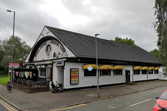 Bernard Manning’s Embassy Club off Rochdale Road in Harpurhey. Pictured in September 2020. Credit: Google