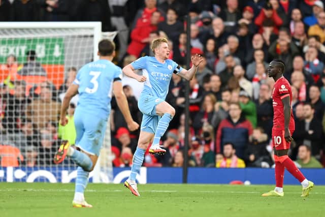 De Bruyne scored when City last played Liverpool in October. Credit: Getty.