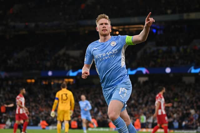 Kevin De Bruyne scored the only goal in midweek as Manchester City beat Atletico Madrid. Credit: Getty.