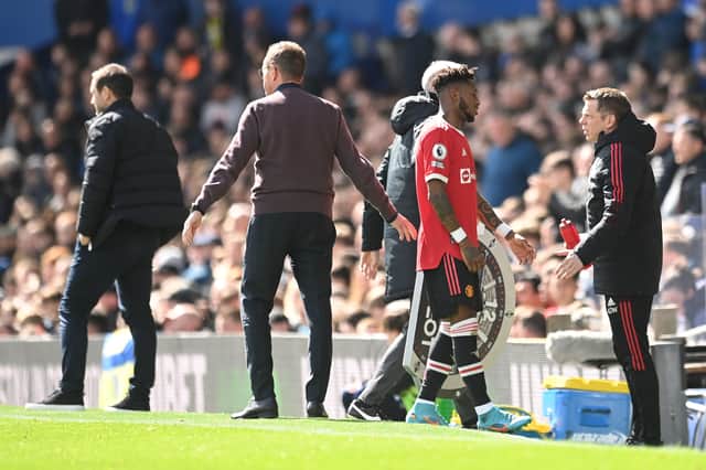Fred was taken off in the first half at Goodison Park. Credit Getty.