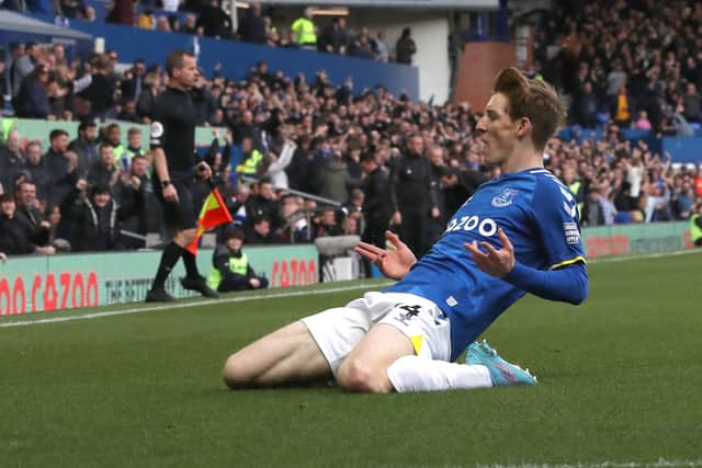 Anthony Gordon netted the only goal of the game at Goodison Park. Credit: Getty.
