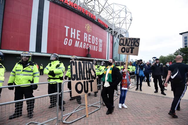 Last year’s protest resulted in United’s fixture against Liverpool being postponed. Credit: Getty.