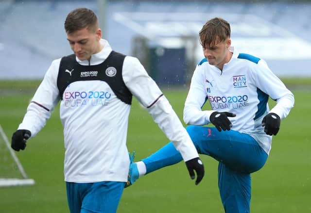 Cole Palmer (right) also trained on Tuesday. Credit: Getty.