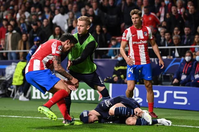 Foden was a marked man against Atletico. Credit: Getty.