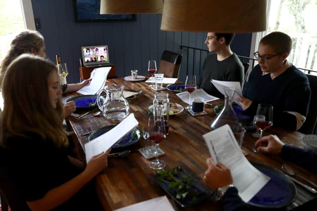 A Passover Seder held in 2020 with family members on a video call due to Covid restrictions Credit: Getty