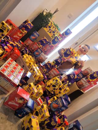 Archie Musgrave with some of the many Easter eggs he is donating in 2022 